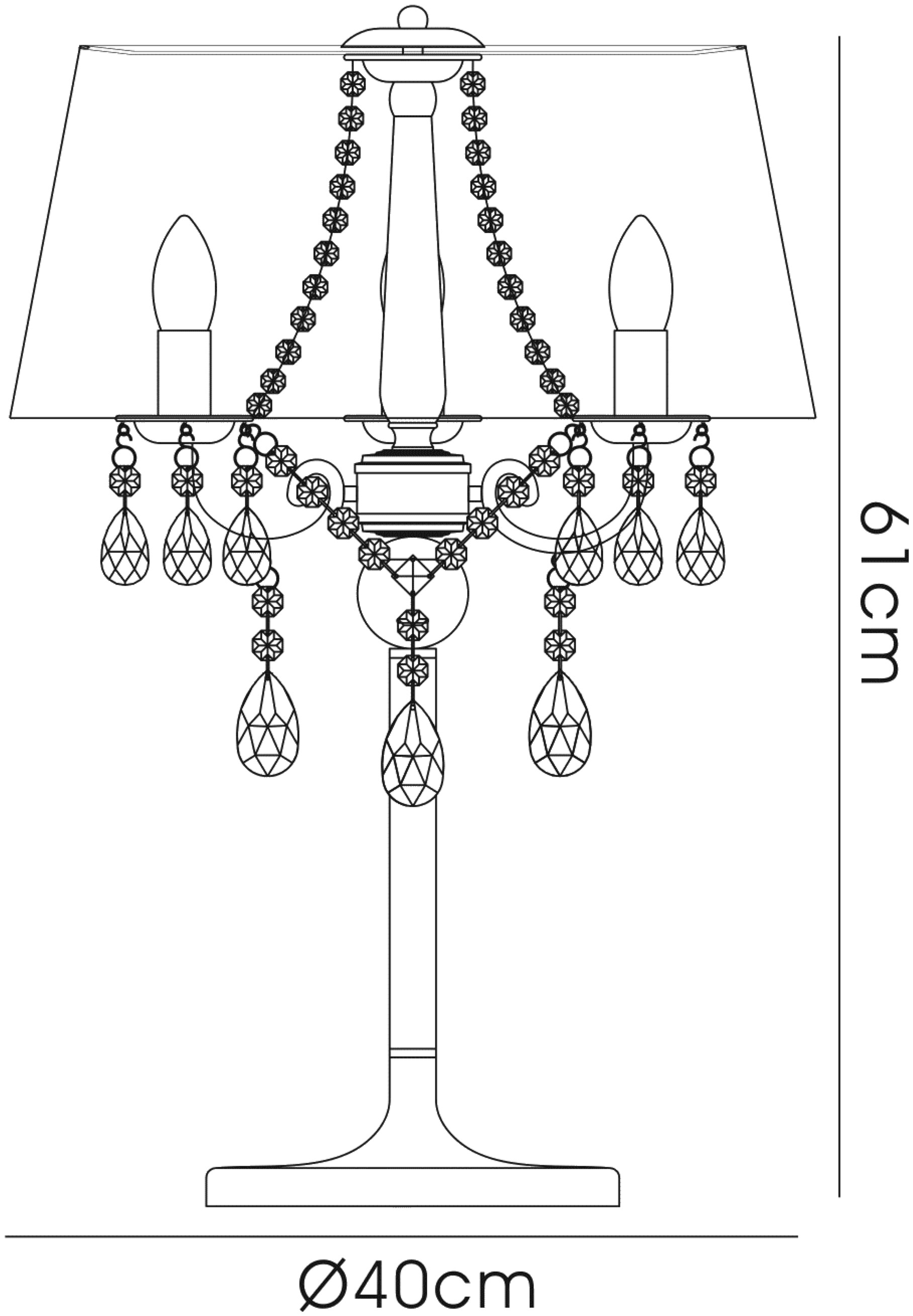 IL30062/CR  Olivia Crystal 61cm 3 Light Table Lamp